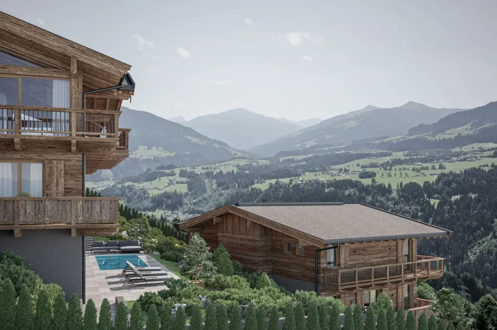 KITZIMMO-Grundstück mit Baugenehmigung für 2 Luxuschalets - Immobilien Itter kaufen.